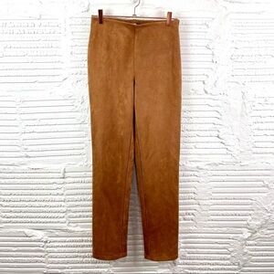 Marla Wynne Camel Faux Suede Straight Stretch Pants Side Zipper Size‎ 2